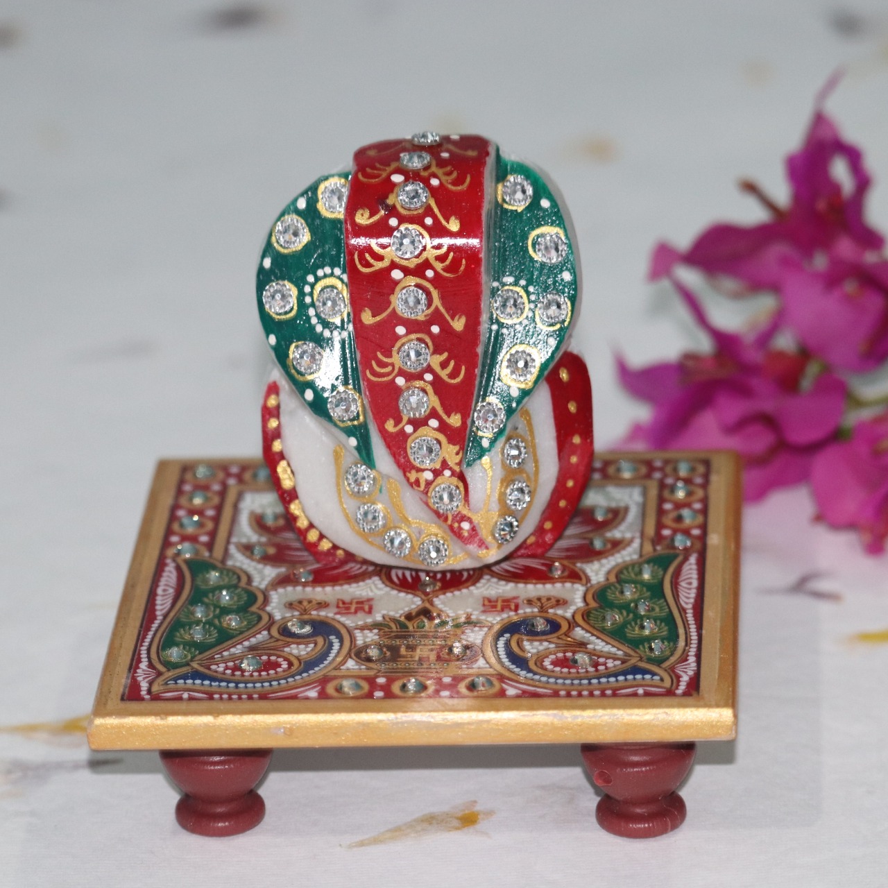 Marble Ganesha With Chowki